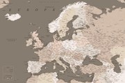 Mapa Detailed map of Europe in earth tones, Blursbyai