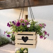 AMADEA Drevený závesný obal na kvetináč so srdcom, 27x27x21 cm, český výrobok