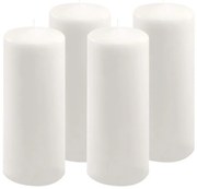 Sada stĺpových sviečok, 25 cm, Ø10 cm, biela, 4 ks