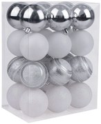 Gule MagicHome Vianoce, 24 ks, bielo - strieborné, mix, na vianočný stromček, 6 cm