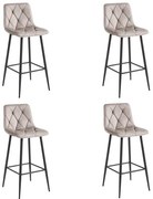 Set štyroch barových stoličiek NADO zamatové tmavobéžové (čierne nohy) 4 ks