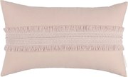 Boho obdĺžnikový vankúš s čipkou púdrovo ružová 35×60cm