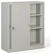 Kovová skriňa s posuvnými dverami, demontovaná, 2 police, 1000 x 1200 x 450 mm, svetlo sivá