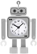 Detský budík JVD SRP2305.2 (16 cm) v tvare robota – strieborný