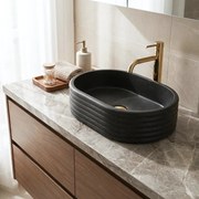 Rea Nicoletta, umývadlo na dosku 500x360x140 mm, imitácia kameňa-čierna, REA-U7345