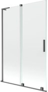 Mexen Velar L, 2-krídlová posuvná vaňová zástena 120 x 150 cm, 8mm číre sklo, grafitová matná, 896-120-003-01-95