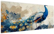 Obraz - Páv, maľba (120x50 cm)