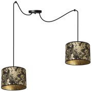 Závesné svietidlo Werona Spider, 2x čierne/zlaté textilné tienidlo, g