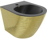 Mexen Lena, závesný bidet 480x370x325 mm, čierna matná - zlatý vzor, 35224878