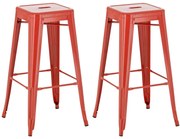 Kovová barová stolička Josh (SET 2 ks) - Červená