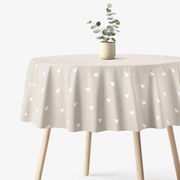 Goldea okrúhly obrus 100% bavlnené plátno - srdiečka na latte Ø 100 cm