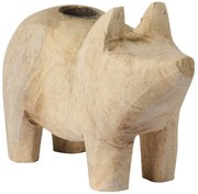Ib Laursen Drevený svietnik Nature Pig – menší
