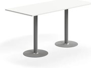 Barový stôl ALVA, 1800x800x900 mm, s kotvením do zeme, HPL, strieborná/biela