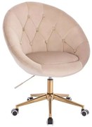 LuxuryForm DESIGN Kreslo VERA VELUR na zlatej podstave s kolieskami - latte