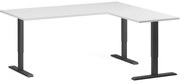 Výškovo nastaviteľný stôl, 180x160 cm, 3 motory, L/P, čierna podnož, biela