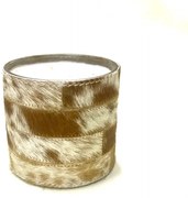 Kožený svietnik s vanilkovou sviečkou - 6 * 6 * 7cm