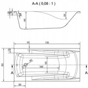 Cersanit Zen, akrylátová vaňa 170x85cm + nožičky, biela, S301-128