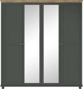 Šatníková skriňa Elvina S ZJU20 (zelená dub lefkas tmavý) (so zrkadlom)