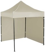 Rýchlorozkladací nožnicový stan 2x2m – oceľový, 2 bočné plachty, Béžová