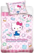 Obliečky do detskej postieľky Hello Kitty - motív Sladké snívanie - 100% bavlna - 40x60 cm + 100x135 cm
