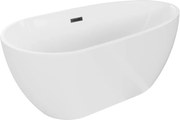 Mexen Eos voľne stojaca vaňa 150 x 75 cm, biela, čierny prepad - 52471507500-70