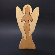 AMADEA Drevené puzzle anjel, masívne drevo dvoch druhov drevín, 25 cm