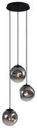 Art Deco závesná lampa čierna so sklom Smoke 3-Lights - Douglass