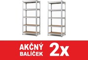 Akcia 2x Regál 180x90x40 cm pozinkovaný 5-policový, nosnosť 875 kg - 2ks