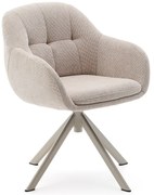 Béžové čalúnené jedálenské kreslo s podrúčkami Dorina – Kave Home