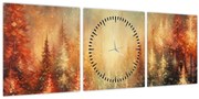 Obraz - Maľba lesov (s hodinami) (90x30 cm)