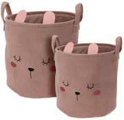 Úložný kôš Cat, sada 2ks, 25x25 cm + 30x30 cm, ružová