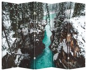 Paraván - Horská rieka v zime (210x170 cm)