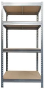 BULLRACK RIVET bezskrutkový kovový regál s drevenou DTD policou, 200x100x60 cm, 4 police, 600kg na policu, zinok