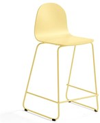 Barová stolička GANDER, s klzákmi, výška sedu 630 mm, lakovaná, horčicová