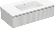 Mexen Rivel, kúpeľňová skrinka 90 cm s umývadlom Otis, 1 zásuvka, drážkovaná, sivá matná/biela, 91A20-09023-1-BF62-W18M01