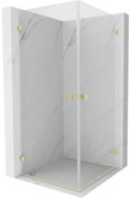 Mexen Lunar-B Duo, výklopný sprchový kút 70 x 70 cm, 8mm číre sklo, zlatý matný profil, 832-070L-070P-55-00