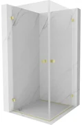 Mexen Lunar-B Duo, výklopný sprchový kút 70 x 70 cm, 8mm číre sklo, zlatý matný profil, 832-070L-070P-55-00