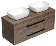 Kúpeľňová skrinka s čiernou úchytkou a krycí doskou SAT Cube Way 120x47,5x46 cm dub Wellington mat CUBE46C1203DW45