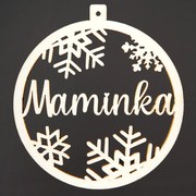 AMADEA Drevená ozdoba koliesko - Mamička, 6 cm, český výrobok