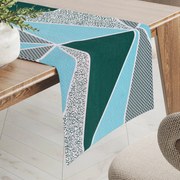 Biante Bavlnený behúň na stôl Sandra SA-334 Modro-zelené trojuholníky 20x120 cm