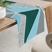 Biante Bavlnený behúň na stôl Sandra SA-334 Modro-zelené trojuholníky 20x120 cm