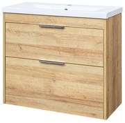 Mereo Mereo, Vigo, kúpeľňová skrinka s keramickým umývadlom 81 cm, biela, dub, MER-CN322