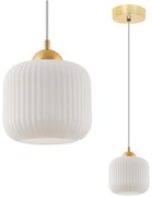 Závesné svietidlo Riffle, 1x biele sklenené tienidlo, g