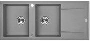 Laveo Megalo, 2-komorový granitový drez 1160x500x185 mm s dlhým odkvapávačom, šedá, LAV-SBE_521T