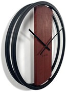 Dekorstudio Kovové hodiny s dubovým drevom LOFT OVAL mahagónové