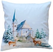 Vankúšová obliečka Zimný kostolík 40x40 cm