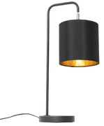 Moderná stolná lampa čierna so zlatým vnútrom - Lofty