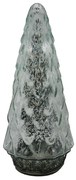 Strieborný sklenený dekoračný svietiaci stromček LED Tree - Ø 11*24 cm