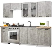 Kuchynská linka OLIVIA V720 2.4 m s vitrínou betón