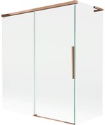 Mexen Rox, L posuvná 2-krídlová vaňová zástena 140 + 70 x 150 cm, 8mm číre sklo, ružové zlato profil, 8C9L-140-070-60-00